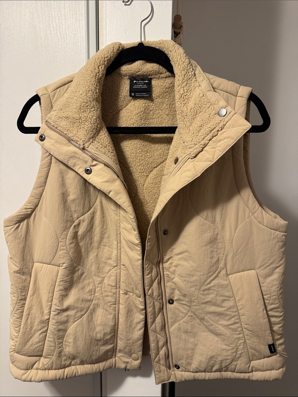 Prana Quilted Sherpa-Lined Vest in Beige